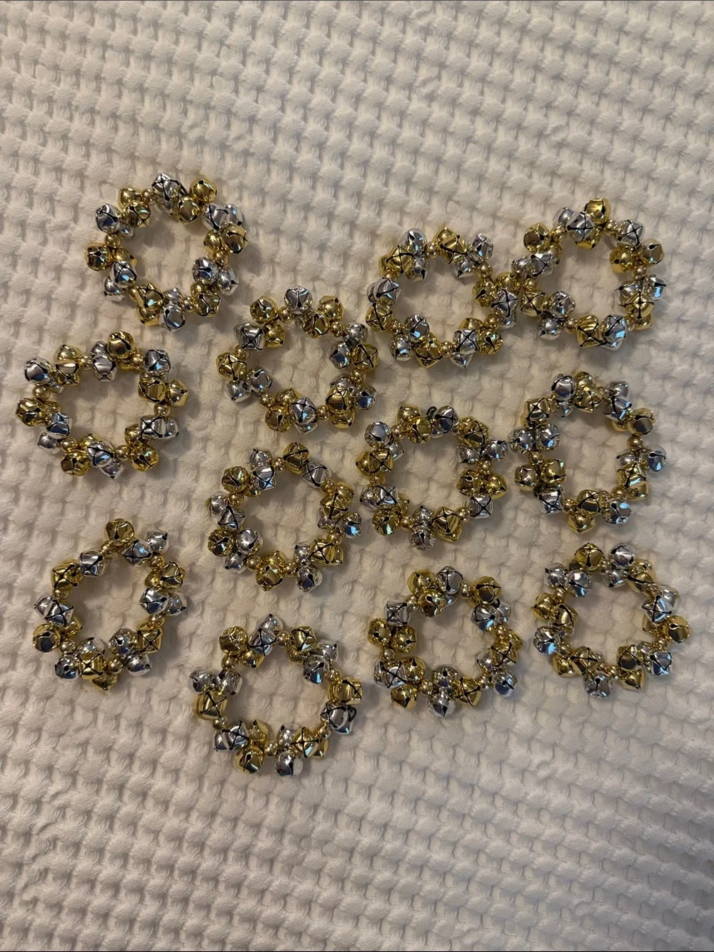 Gold & Silver Jingle Bell Napkin Rings - Set of 12